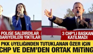 CHP ve DEM Parti, PKK üyeliğinden tutuklanan Ahmet Özer için miting yaptı