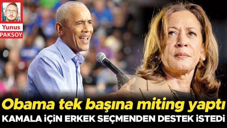 Obama tek başına miting yaptı